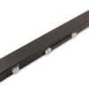 a black cue case with silver clasps