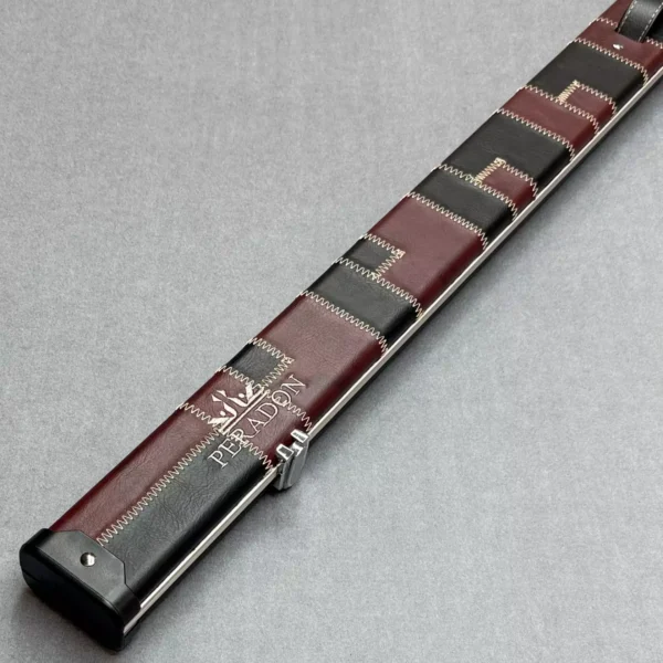 Peradon Halo Wide One Piece Cue Case Limited Edition - Black And Maroon Patchwork
