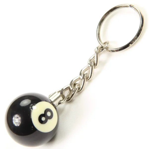 Miniature 2.5cm Lucky 8 Ball Pool Ball Keyring, Keyfob