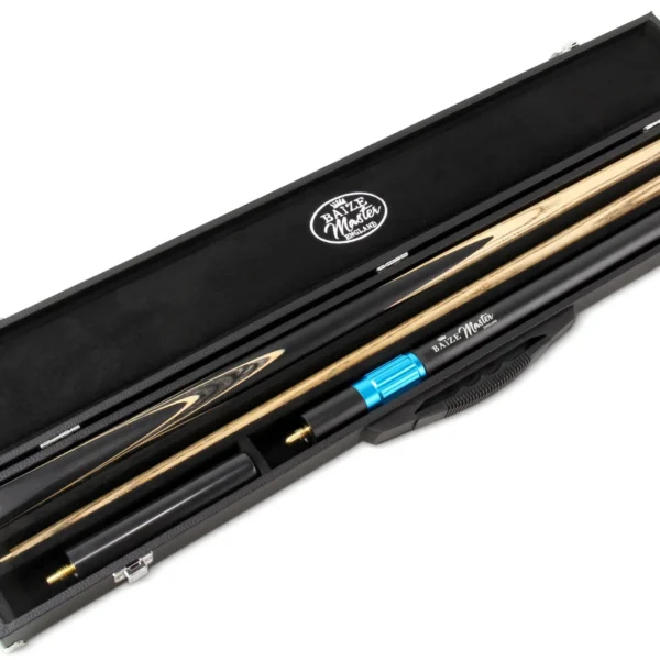 57" Baize Master Blue Crucible 2 Pc Snooker/Pool Cue And Case Set, Telescopic Extension + Mini Butt