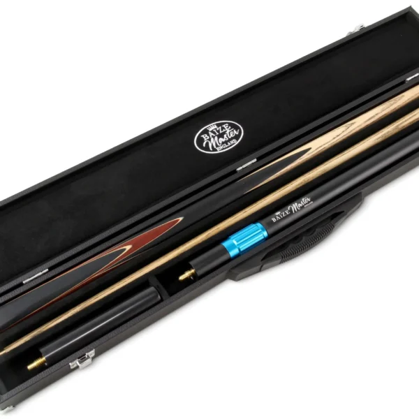 57" Baize Master Blue Crucible 2 Pc Snooker/Pool Cue And Case Set, Telescopic Extension + Mini Butt