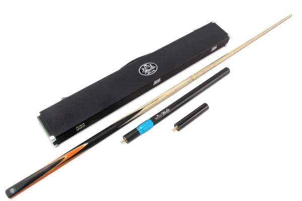 57" Baize Master Blue Crucible 2 Pc Snooker/Pool Cue And Case Set, Telescopic Extension + Mini Butt