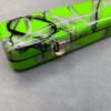 Fibreglass One Piece Cue Case - Green Base, Black + Grey Messy Lines