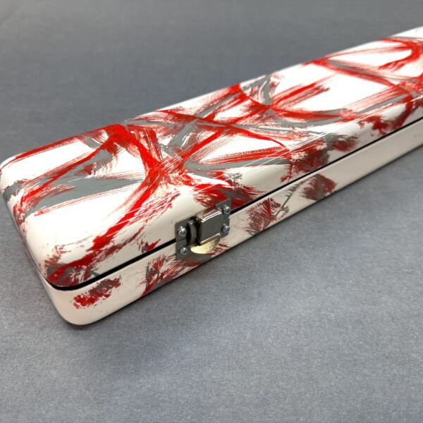 Fibreglass One Piece Cue Case - White Base, Red + Black Clean Lines