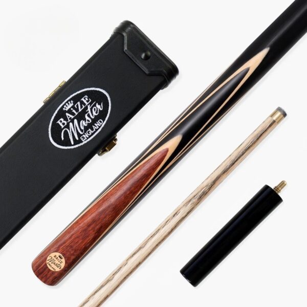 Baize Master Gold Series White Ascot 3/4 Joint English Pool Cue and Case Set 8.5mm Tip and Mini Butt