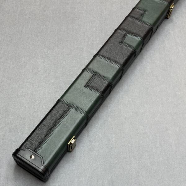 Challenger 1 Piece Snooker Pool Cue Case With Durable Riveted Catches + Hinges - Black + Green Patch