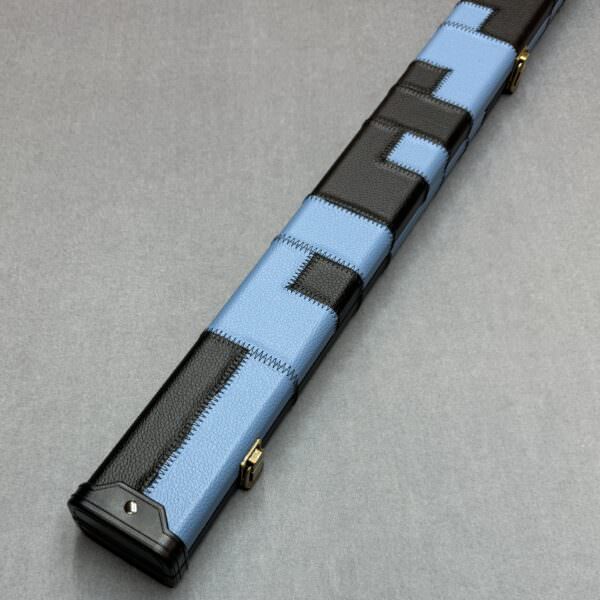 Challenger 3/4 Snooker Pool Cue Case With Durable Riveted Catches + Hinges - Black + Blue Patch