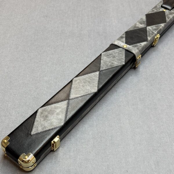Mark Rogers Handmade Luxury Leather Double Slim Case - Black & Grey Diamond