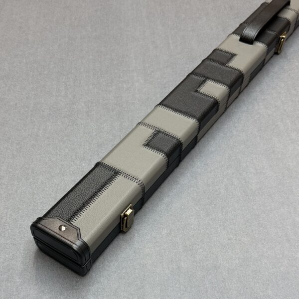 OCW Challenger 3/4 Snooker Pool Cue Case With Durable Riveted Catches + Hinges - Black + Grey Patch