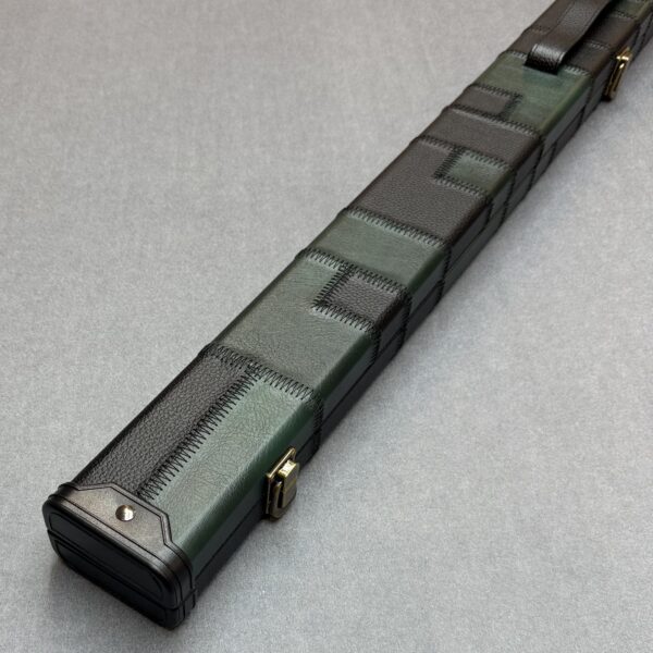 OCW Challenger 3/4 Snooker Pool Cue Case With Durable Riveted Catches + Hinges - Black + Green Patch