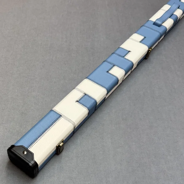 OCW Challenger One Piece Cue Case With Durable Riveted Catches + Hinges - Blue + White Patch