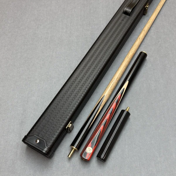 Falcon Crushed Black + Red 3/4 Jointed Ash Cue And Case Set Hand Finished In UK Pro Spin Tip